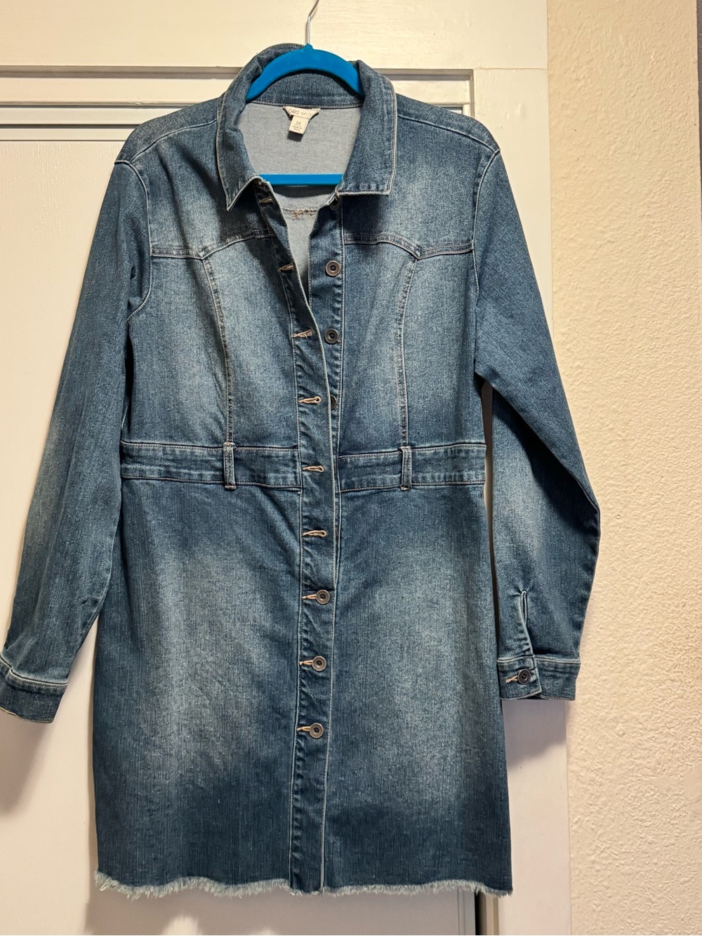 Cato Blue Denim Button-Front Jacket Dress